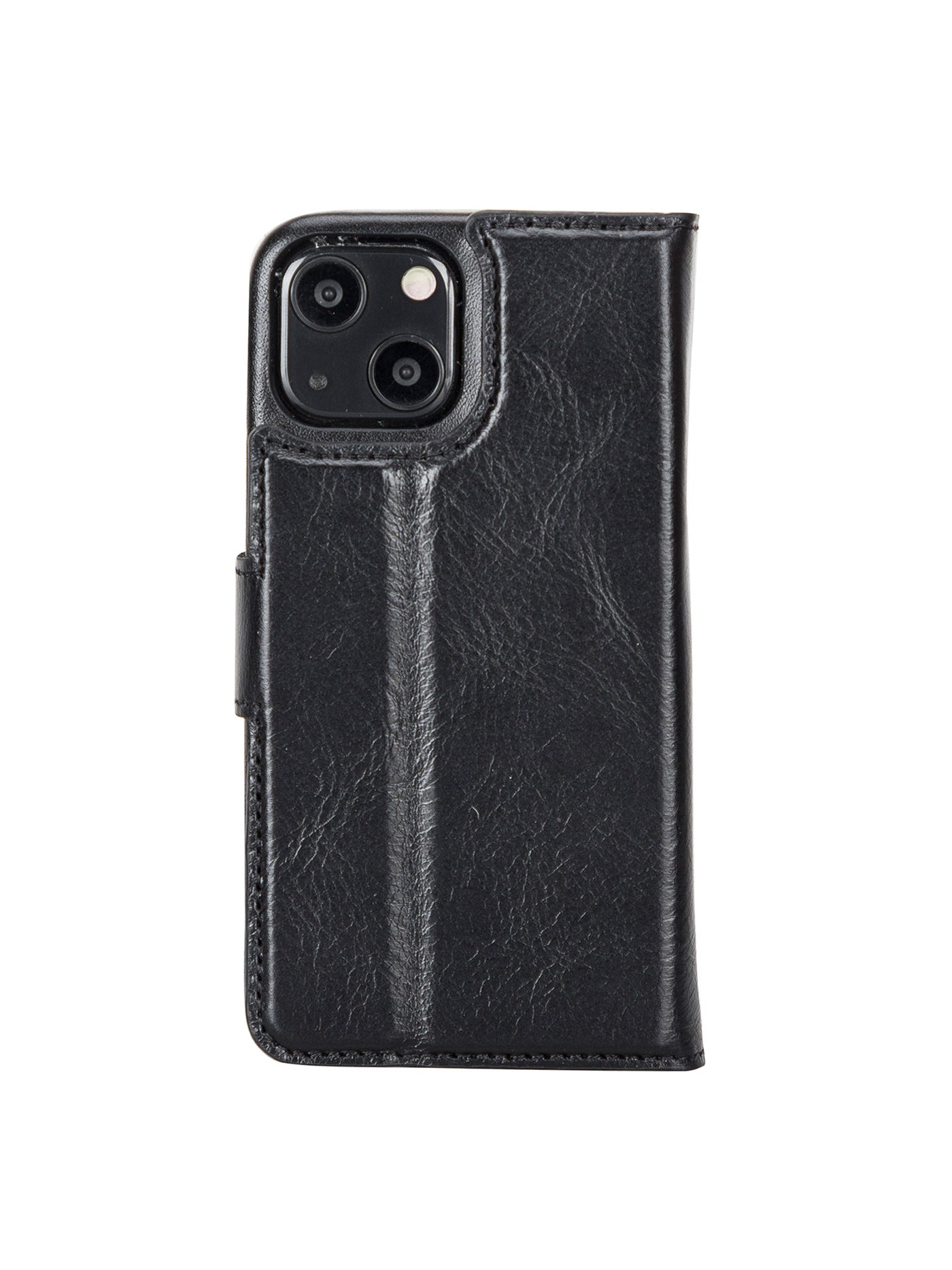 Plånboksfodral med avtagbart magnetskal i äkta läder för Apple iPhone 13 MINI från Bouletta Jersey- Svart #color_svart