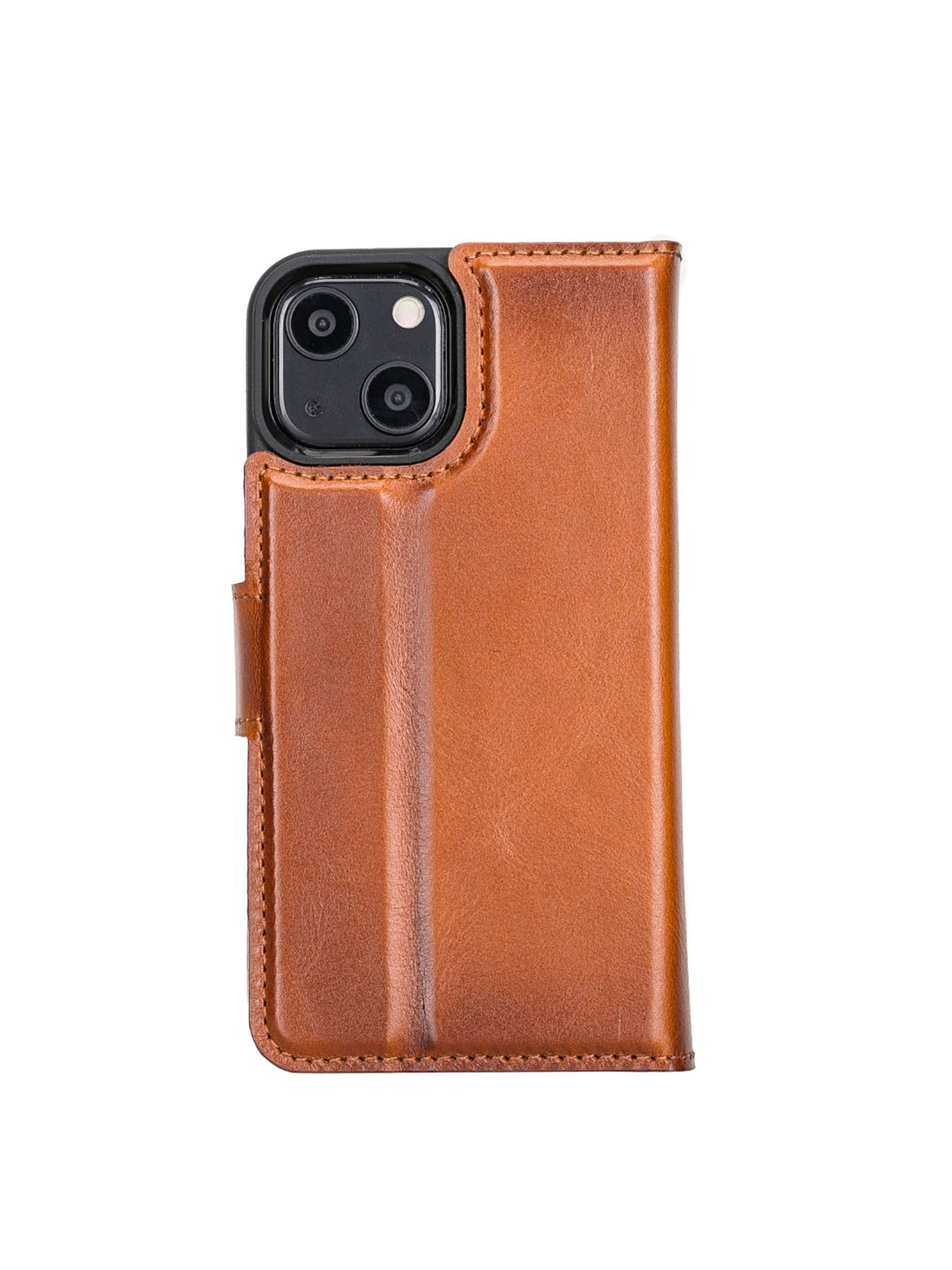 Plånboksfodral med avtagbart magnetskal i äkta läder för Apple iPhone 13 MINI Bouletta Alpina- Konjak-brun #color_konjak-brun