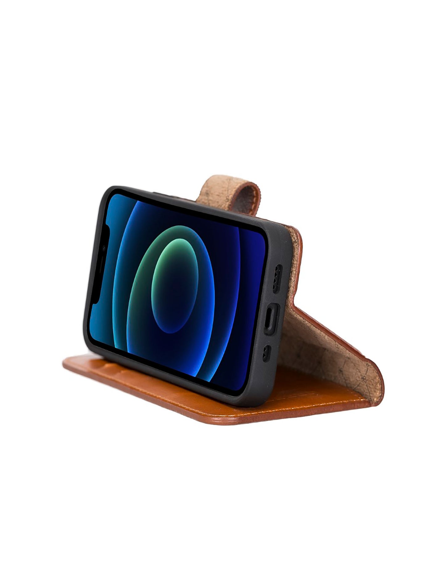 Plånboksfodral med avtagbart magnetskal i äkta läder för Apple iPhone 13 MINI Bouletta Alpina- Konjak-brun #color_konjak-brun