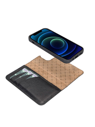 Plånboksfodral med avtagbart magnetskal i äkta läder för Apple iPhone 13 MINI från Bouletta Alpina- Svart #color_svart