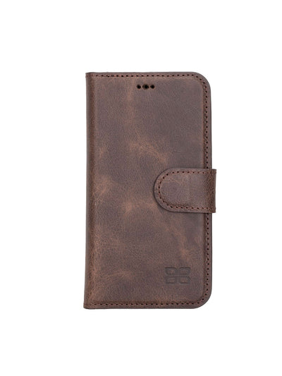 Plånboksfodral med avtagbart magnetskal i äkta läder för Apple iPhone 13 MINI Bouletta Alpina- Vintage-brun #color_vintage-brun