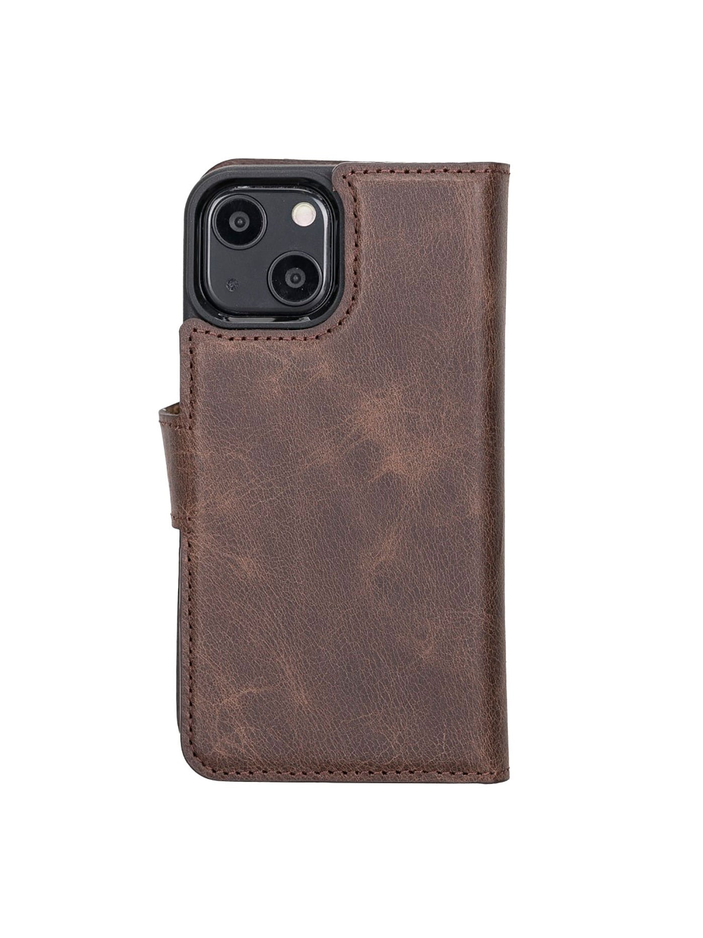 Plånboksfodral med avtagbart magnetskal i äkta läder för Apple iPhone 13 MINI Bouletta Alpina- Vintage-brun #color_vintage-brun