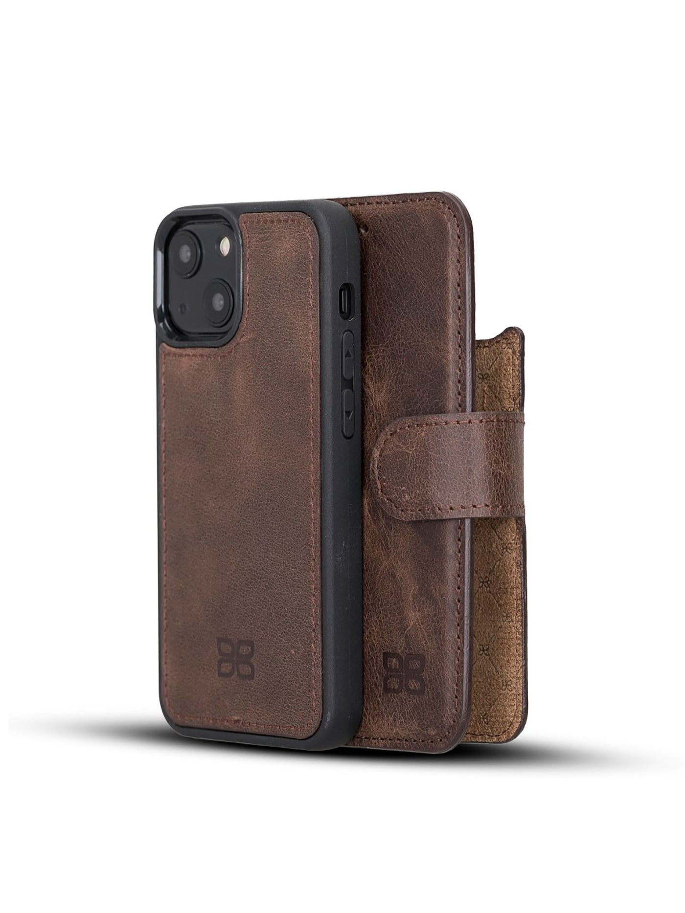 Plånboksfodral med avtagbart magnetskal i äkta läder för Apple iPhone 13 MINI Bouletta Alpina- Vintage-brun #color_vintage-brun