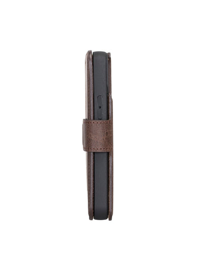 Plånboksfodral med avtagbart magnetskal i äkta läder för Apple iPhone 13 MINI Bouletta Alpina- Vintage-brun #color_vintage-brun