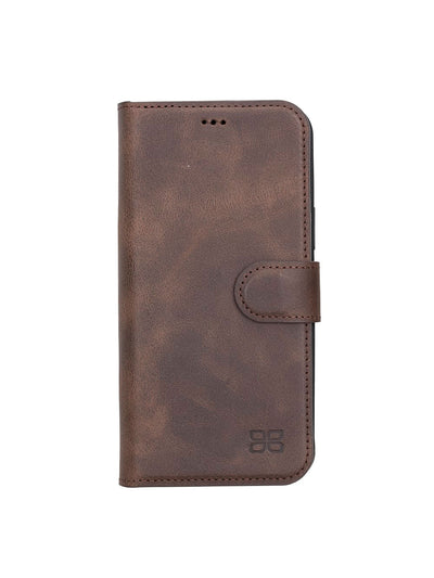 Plånboksfodral med avtagbart magnetskal i äkta läder för Apple iPhone 13 Pro Bouletta Alpina- Vintage-brun #color_vintage-brun