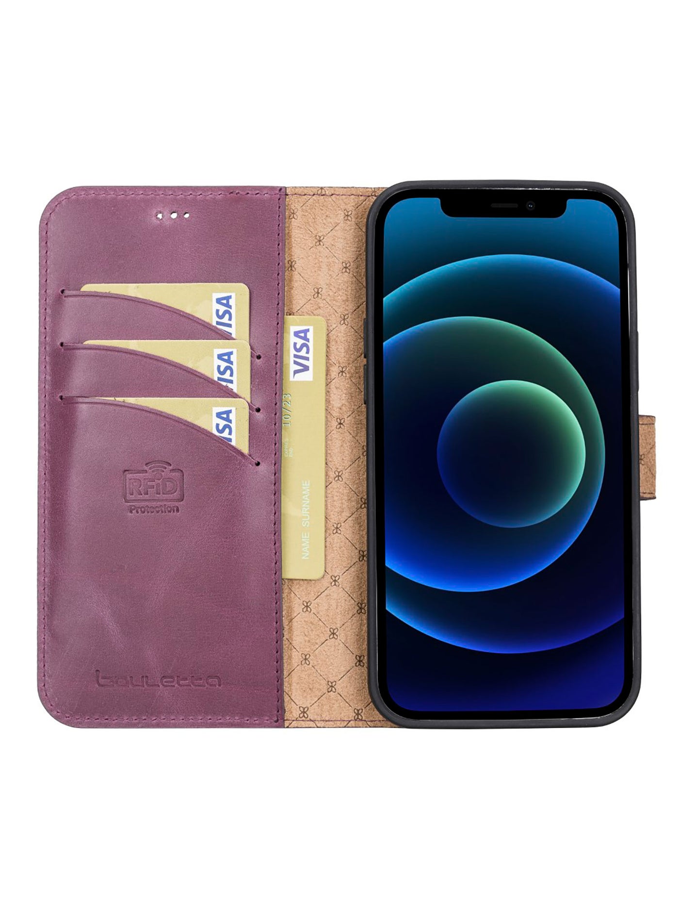 Plånboksfodral med avtagbart magnetskal i äkta läder för Apple iPhone 13 Pro Max Bouletta Alpina- Lavendel-Lila #color_lavendel-lila
