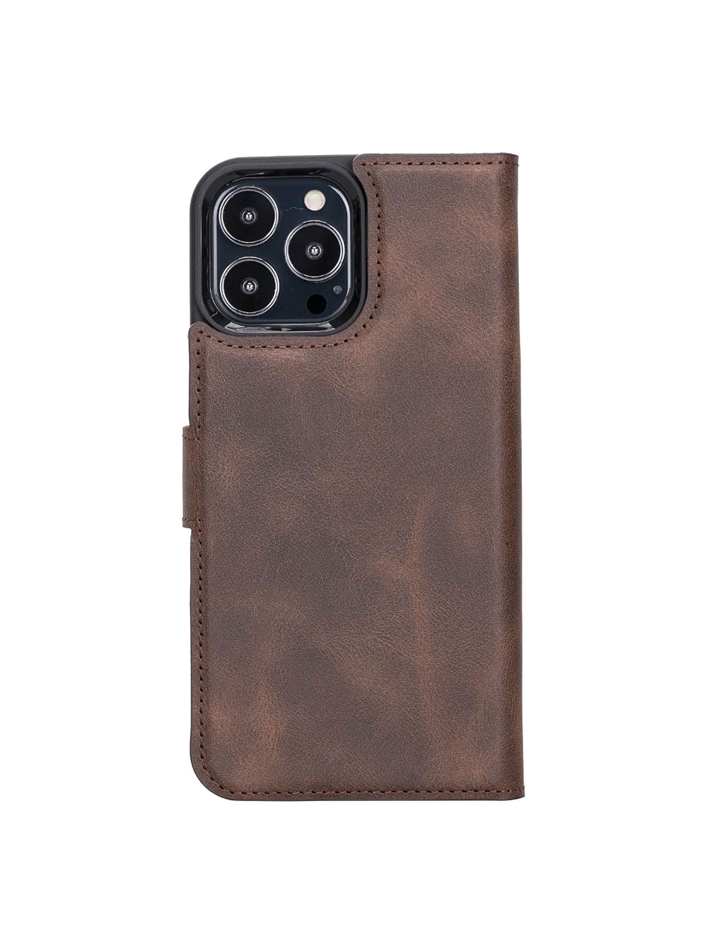 Plånboksfodral med avtagbart magnetskal i äkta läder för Apple iPhone 13 Pro MAX Bouletta Alpina- Vintage-brun #color_vintage-brun