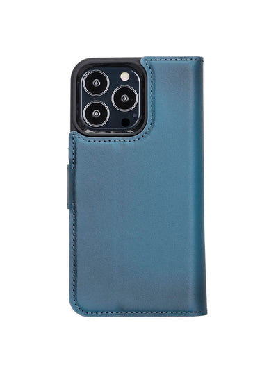 Plånboksfodral med avtagbart magnetskal i äkta läder för Apple iPhone 13 Pro Bouletta Alpina- Navy #color_navy