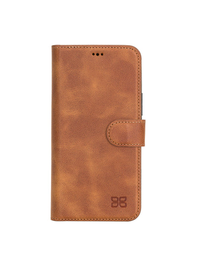 Plånboksfodral med avtagbart magnetskal i äkta läder för Apple iPhone 13 Pro Bouletta Alpina- Guld-brun #color_guld-brun