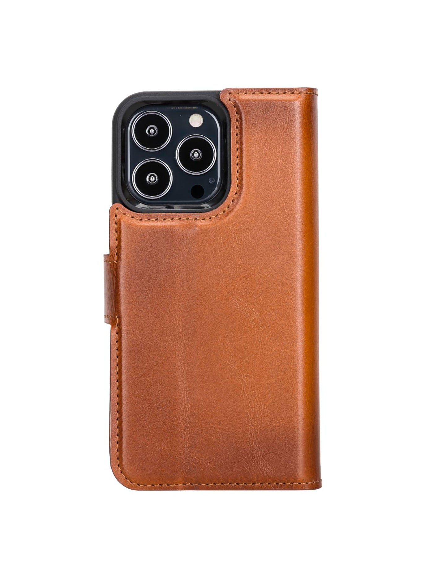 Plånboksfodral med avtagbart magnetskal i äkta läder för Apple iPhone 13 Pro Bouletta Alpina- Konjak-brun #color_konjak-brun