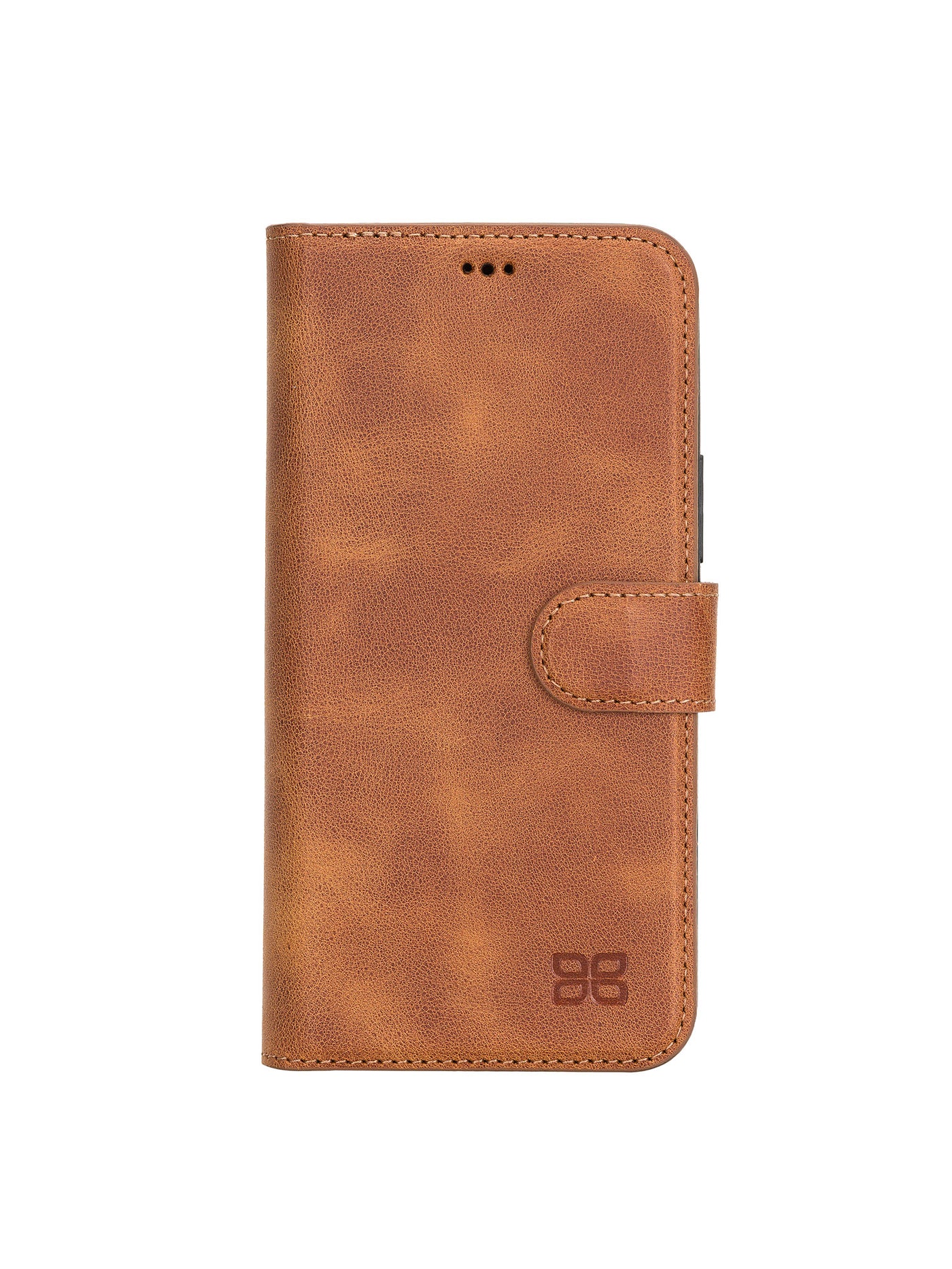 Plånboksfodral med avtagbart magnetskal i äkta läder för Apple iPhone 13 Pro MAX Bouletta Alpina- Guld-brun #color_guld-brun