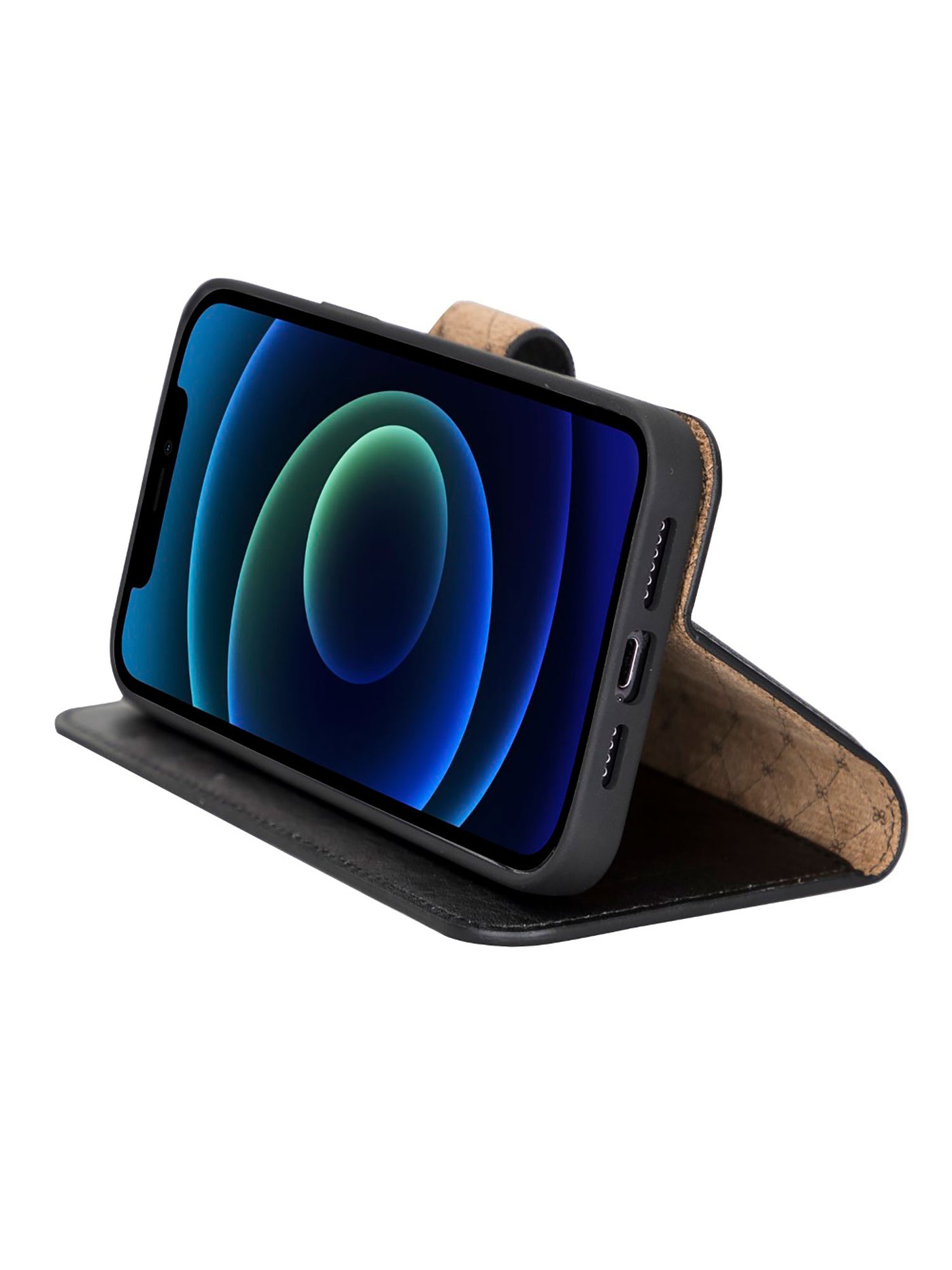 Plånboksfodral med avtagbart magnetskal i äkta läder för Apple iPhone 13 Pro Max från Bouletta Alpina- Svart #color_svart