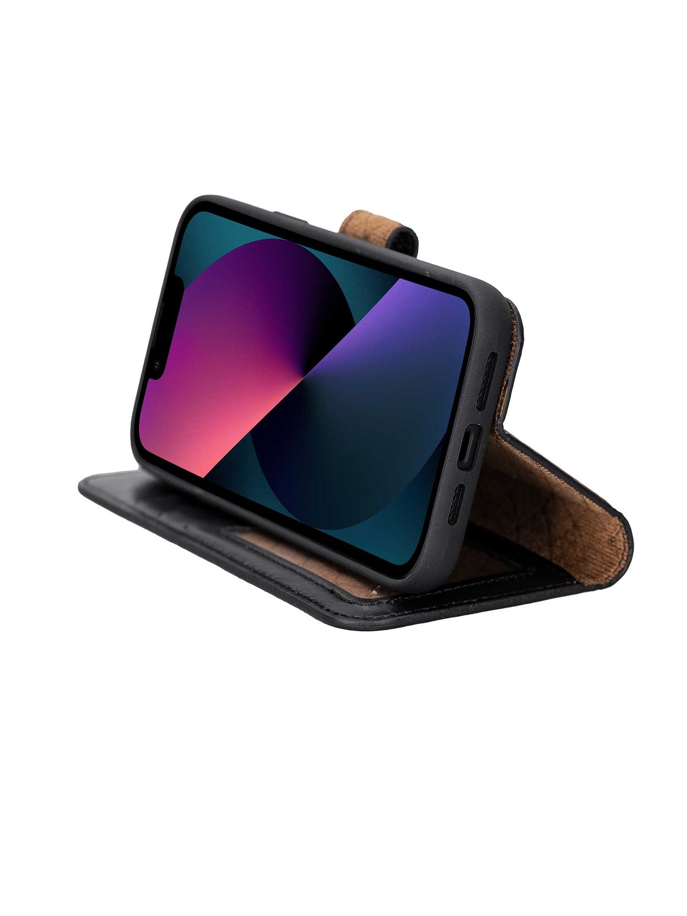 Plånboksfodral med avtagbart magnetskal i äkta läder för Apple iPhone 14 Plus från Bouletta Holstein- Svart #color_svart