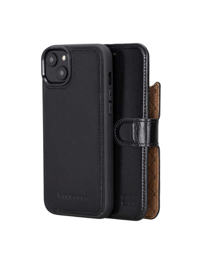 Plånboksfodral med avtagbart magnetskal i äkta läder för Apple iPhone 14 Plus från Bouletta Holstein- Svart #color_svart