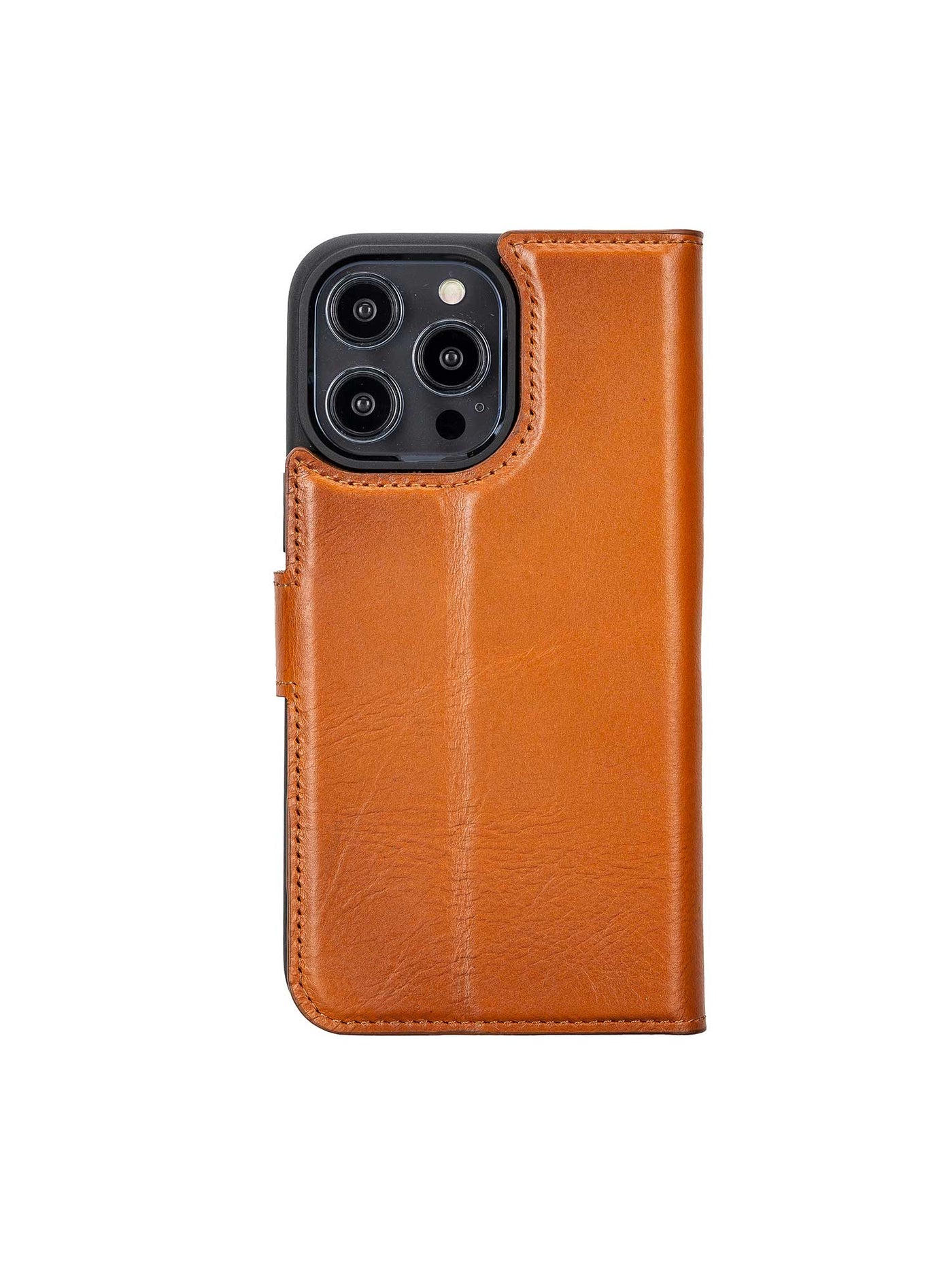 Plånboksfodral med avtagbart magnetskal i äkta läder för Apple iPhone 14 Pro Max från Bouletta Holstein- Konjak Brun #color_konjak-brun