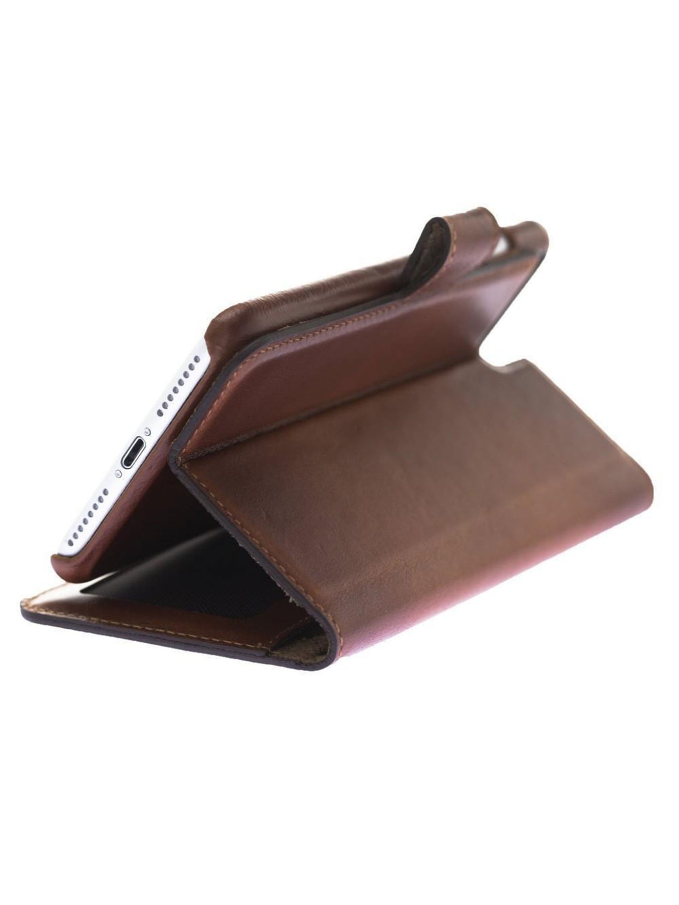 Plånboksfodral med avtagbart magnetskal i äkta läder för Apple iPhone 7/8/Plus från Bouletta Jersey- Konjak Brun #color_konjak-brun