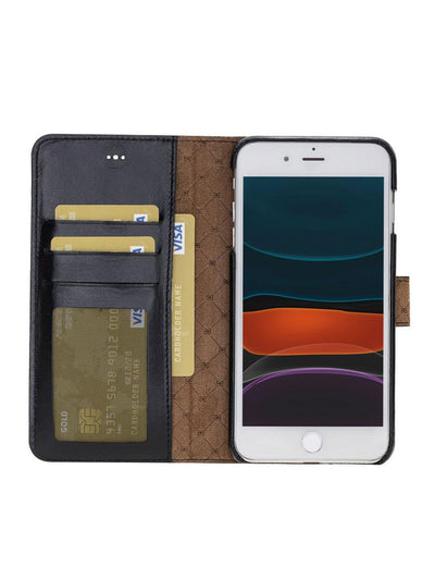 Plånboksfodral med avtagbart magnetskal i äkta läder för Apple iPhone 7/8/Plus från Bouletta Jersey- Svart #color_svart