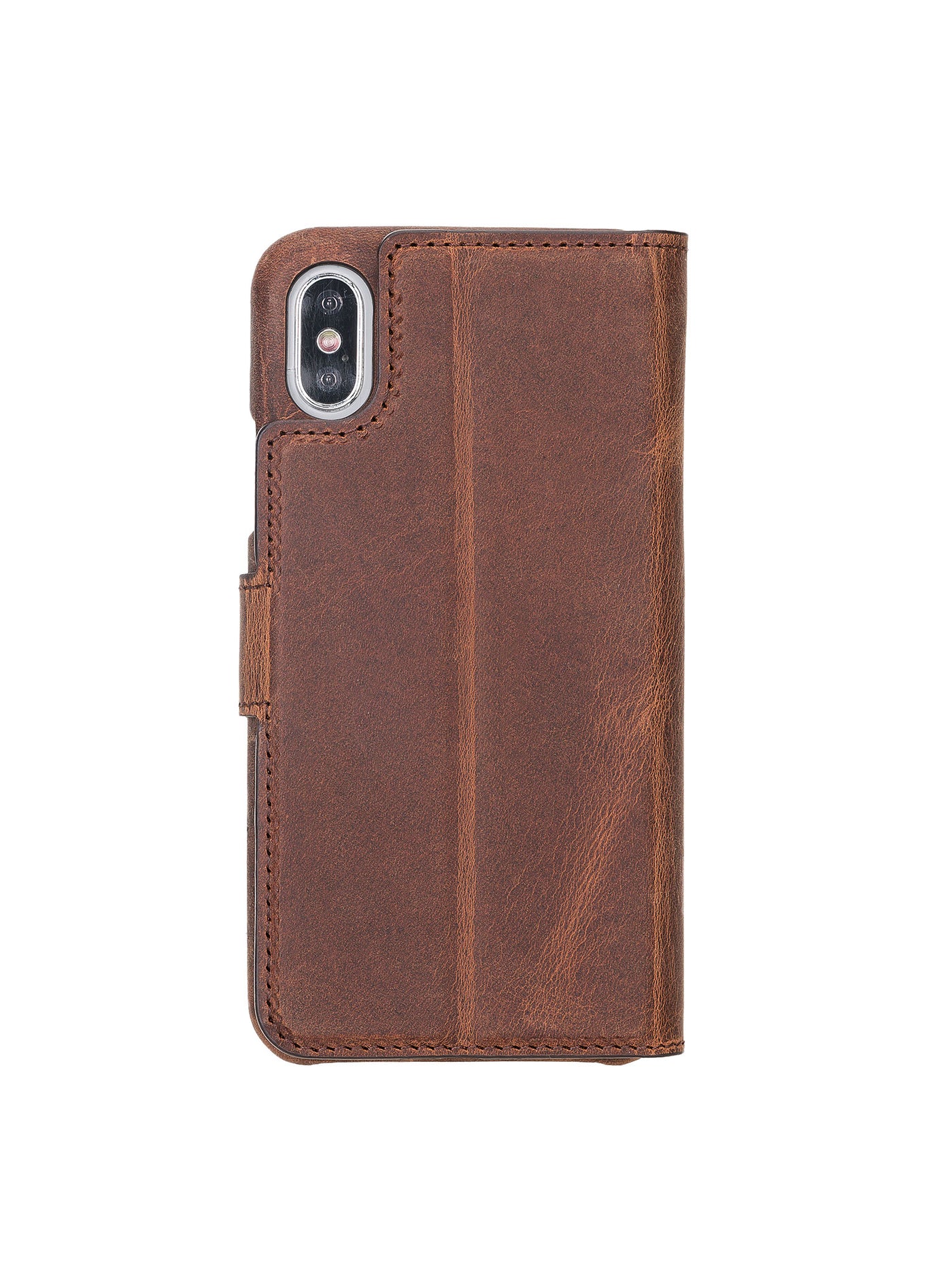 Plånboksfodral med avtagbart magnetskal i äkta läder för Apple iPhone X XS 10 från Bouletta Jersey- Antikl Brun #color_antik-brun