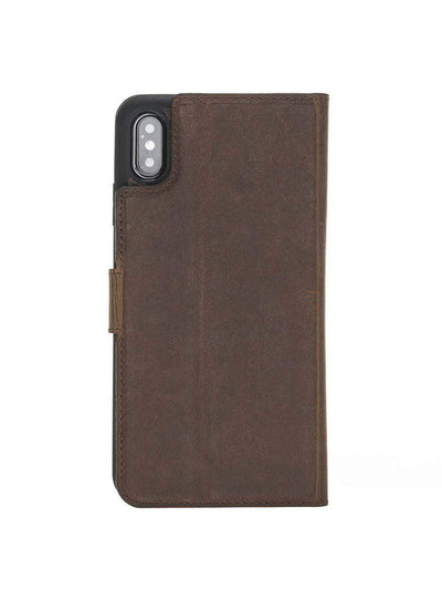 Plånboksfodral med avtagbart magnetskal i äkta läder för Apple iPhone XS MAX från Bouletta Alpina- Antik Brun #color_antik-brun