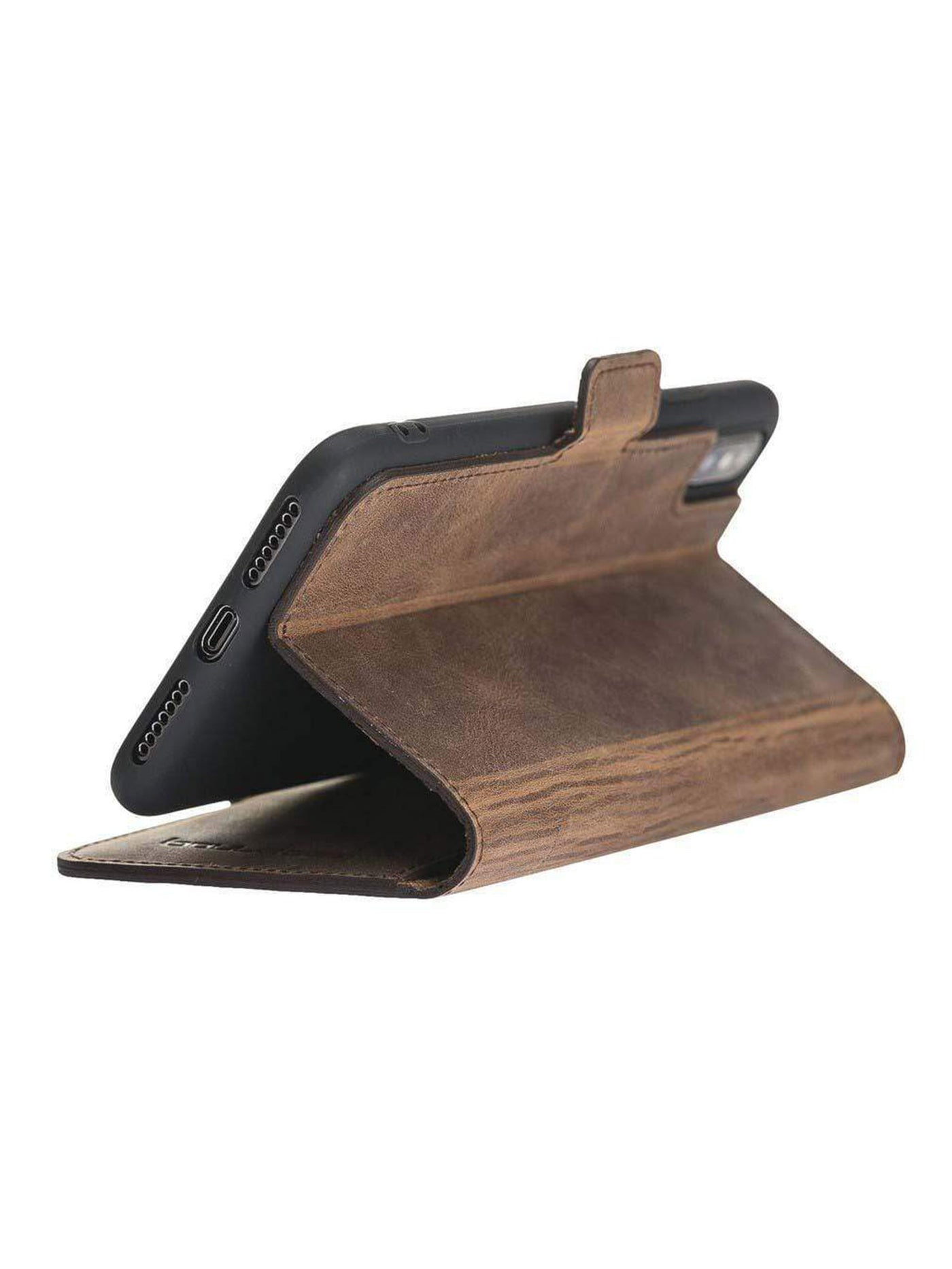 Plånboksfodral med avtagbart magnetskal i äkta läder för Apple iPhone XS MAX från Bouletta Alpina- Antik Brun #color_antik-brun