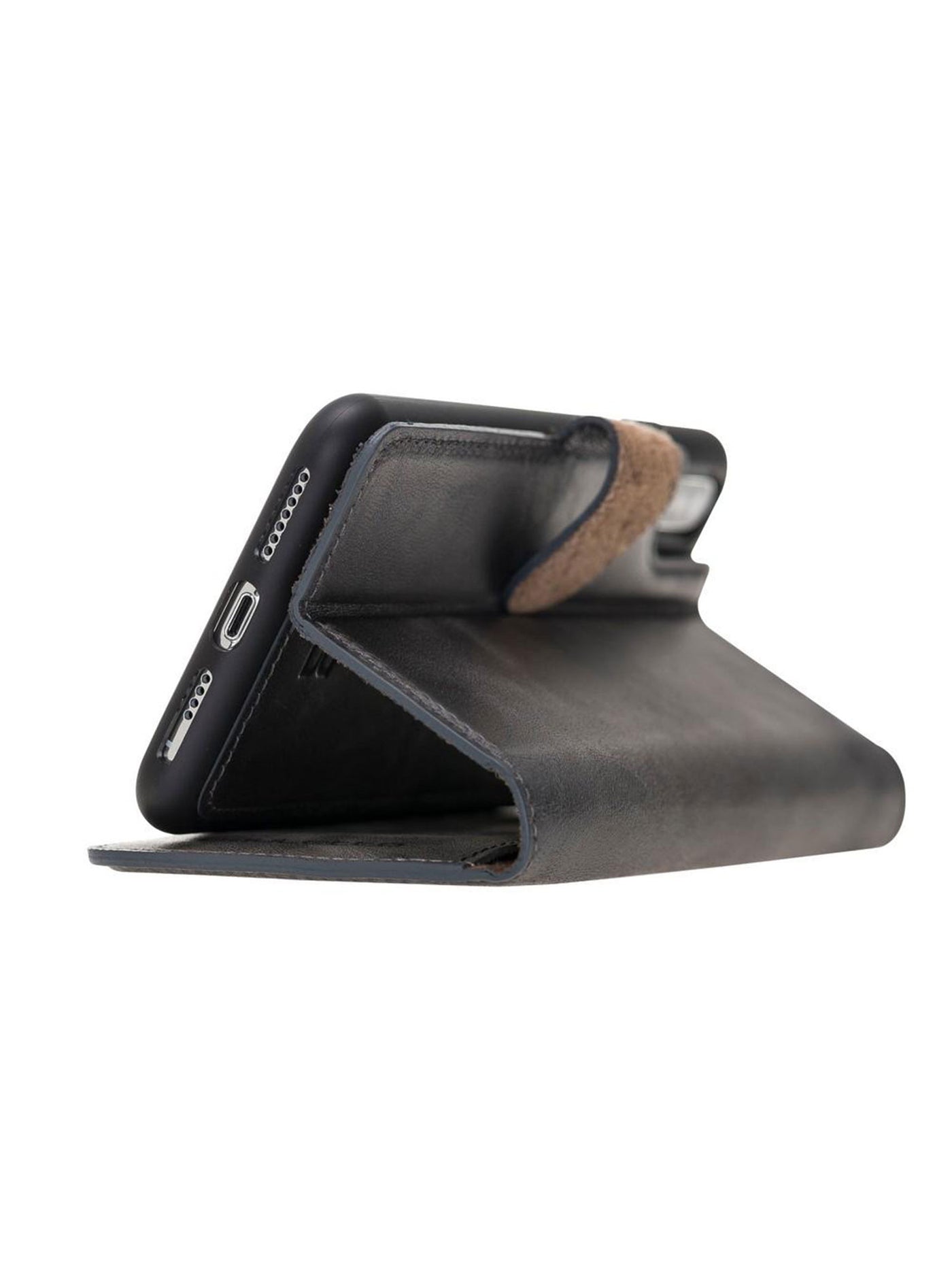 Plånboksfodral med avtagbart magnetskal i äkta läder för Apple iPhone XS MAX från Bouletta Alpina- Granit #color_granit