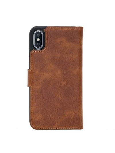 Plånboksfodral med avtagbart magnetskal i äkta läder för Apple iPhone XS MAX från Bouletta Alpina- Guld Brun #color_guld-brun
