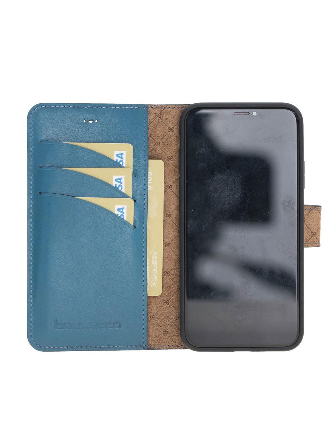 Plånboksfodral med avtagbart magnetskal i äkta läder för Apple iPhone XS MAX från Bouletta Alpina- Navy #color_navy