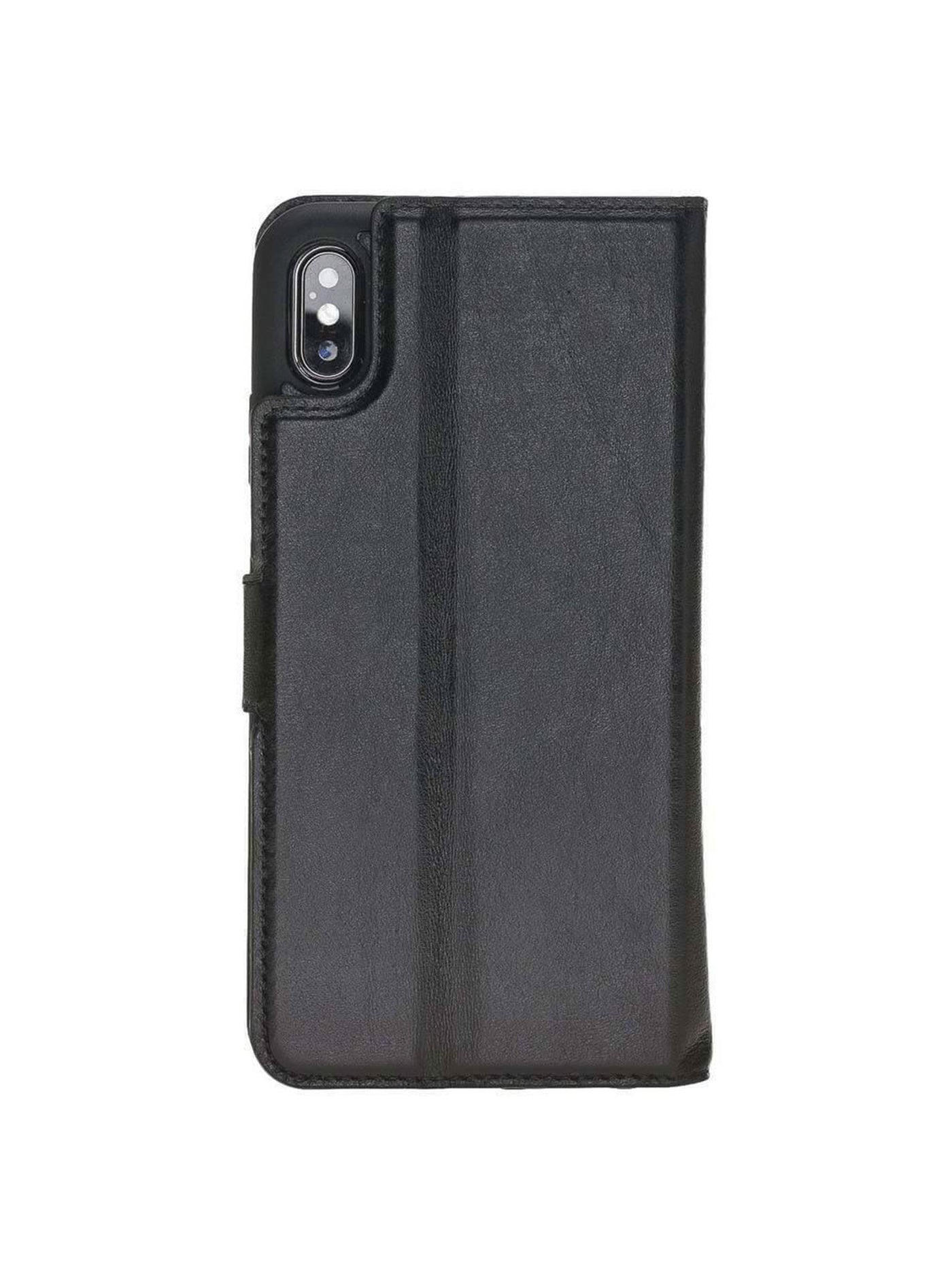 Plånboksfodral med avtagbart magnetskal i äkta läder för Apple iPhone XS MAX från Bouletta Alpina- Svart #color_svart