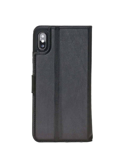 Plånboksfodral med avtagbart magnetskal i äkta läder för Apple iPhone XS MAX från Bouletta Alpina- Svart #color_svart