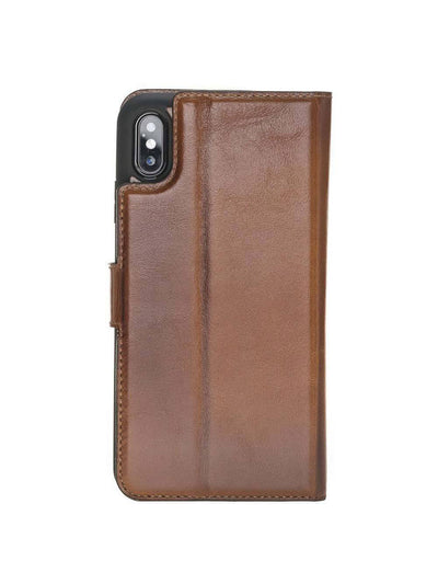 Plånboksfodral med avtagbart magnetskal i äkta läder för Apple iPhone XS MAX från Bouletta Alpina- Konjak Brun #color_konjak-brun