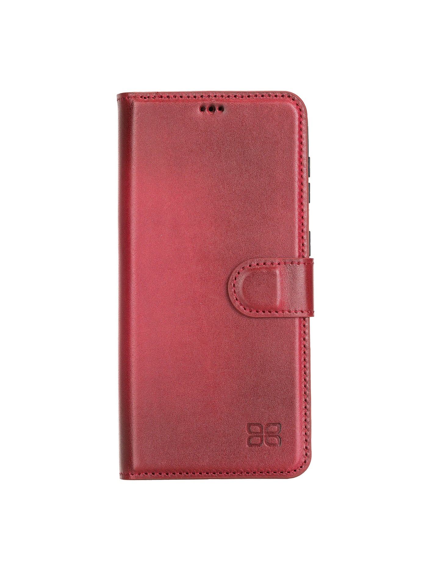 Plånboksfodral med avtagbart magnetskal i äkta läder för Samsung Galaxy S21 Plus från Bouletta Alpina- Karmosin #color_karmosin