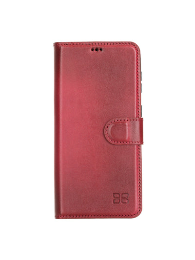 Plånboksfodral med avtagbart magnetskal i äkta läder för Samsung Galaxy S21 Plus från Bouletta Alpina- Karmosin #color_karmosin
