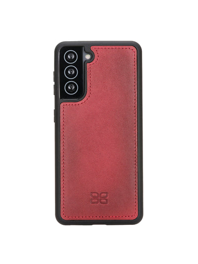 Plånboksfodral med avtagbart magnetskal i äkta läder för Samsung Galaxy S21 Plus från Bouletta Alpina- Karmosin #color_karmosin
