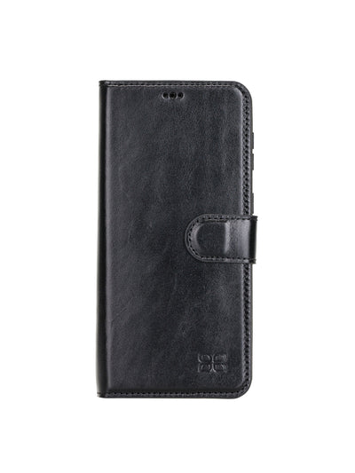 Plånboksfodral med avtagbart magnetskal i äkta läder för Samsung Galaxy S21 Plus från Bouletta Alpina- Svart #color_svart