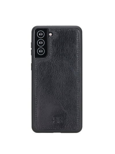 Plånboksfodral med avtagbart magnetskal i äkta läder för Samsung Galaxy S21 Plus från Bouletta Alpina- Svart #color_svart