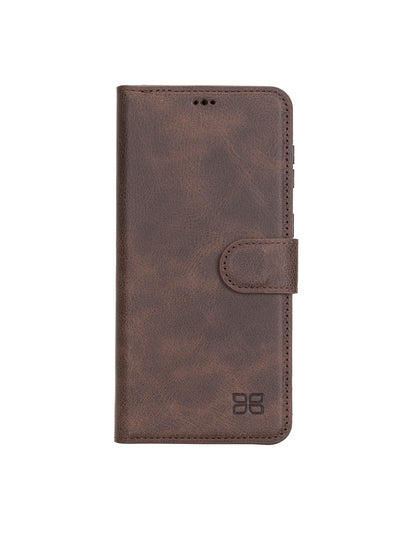 Plånboksfodral med avtagbart magnetskal i äkta läder för Samsung Galaxy S21 Plus från Bouletta Alpina- Vintage-brun#color_vintage-brun
