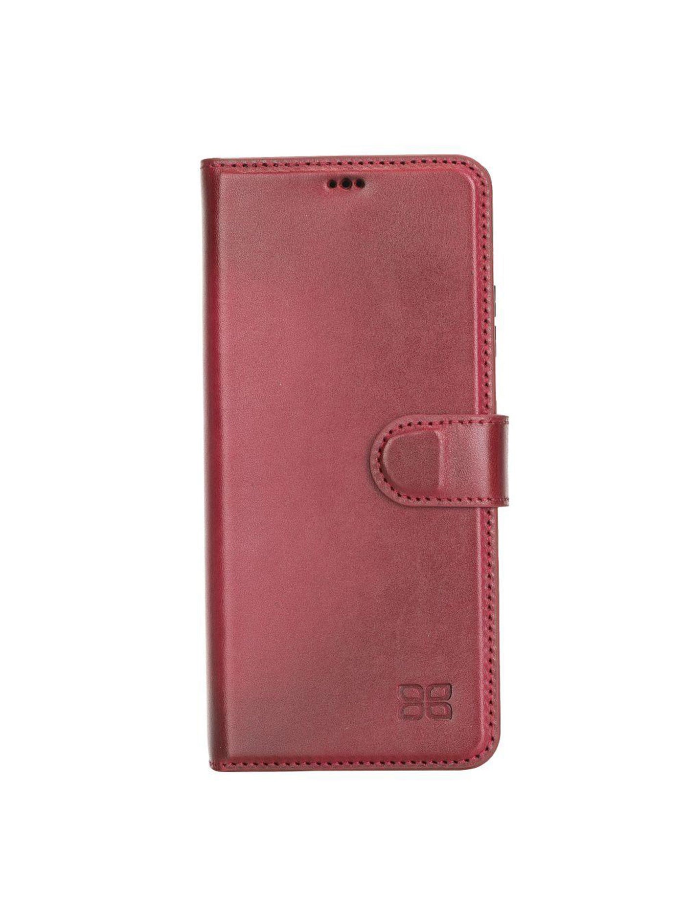 Plånboksfodral med avtagbart magnetskal i äkta läder för Samsung Galaxy S21 ultra från Bouletta Alpina- Karmosin #color_karmosin