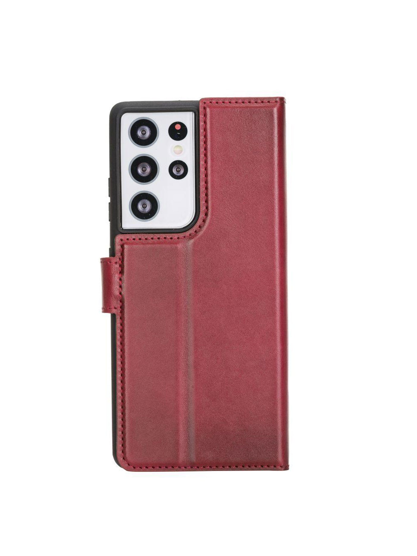 Plånboksfodral med avtagbart magnetskal i äkta läder för Samsung Galaxy S21 ultra från Bouletta Alpina- Karmosin #color_karmosin