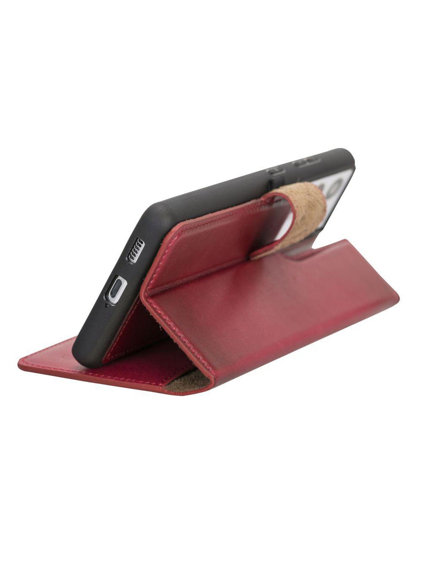 Plånboksfodral med avtagbart magnetskal i äkta läder för Samsung Galaxy S21 ultra från Bouletta Alpina- Karmosin #color_karmosin