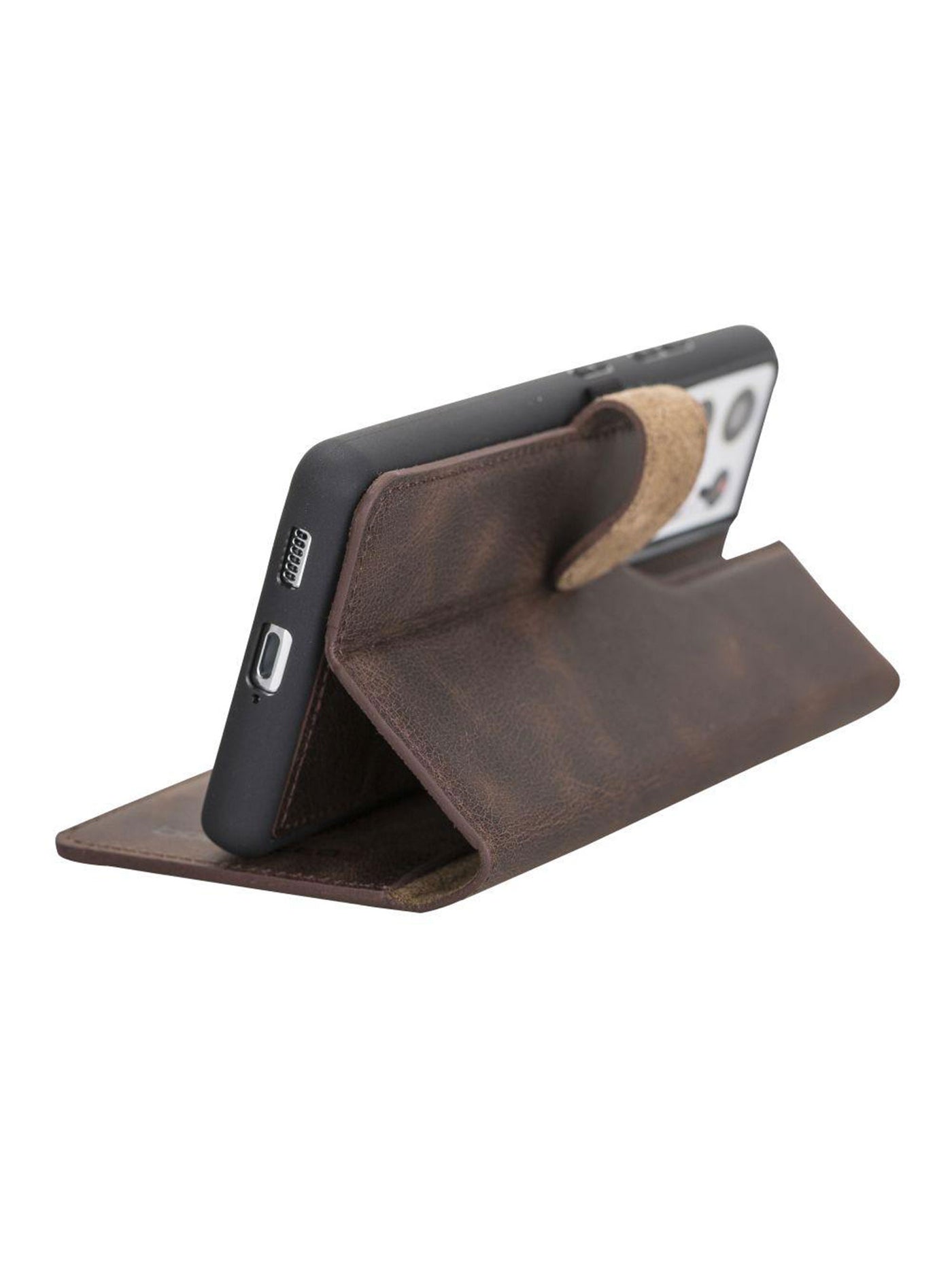 Plånboksfodral med avtagbart magnetskal i äkta läder för Samsung Galaxy S21 ultra från Bouletta Alpina- Vintage Brun #color_vintage-brun