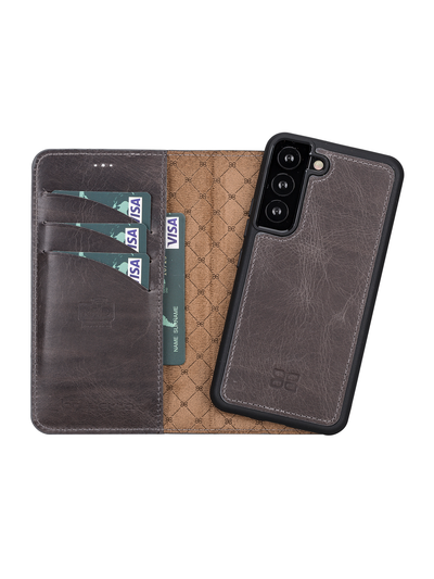 Plånboksfodral med avtagbart magnetskal i äkta läder för Samsung Galaxy S22 från Bouletta Alpina- Granit #color_granit