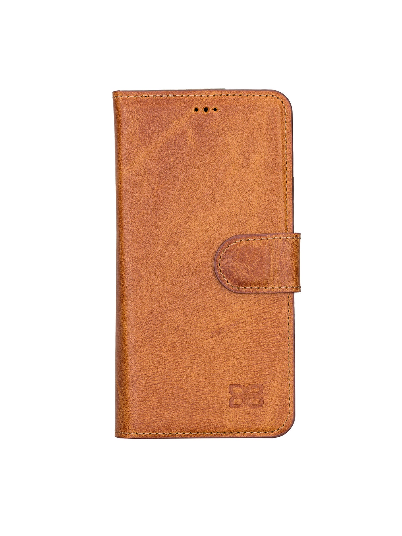 Plånboksfodral med avtagbart magnetskal i äkta läder för Samsung Galaxy S22 från Bouletta Alpina- Guld-brun #color_guld-brun