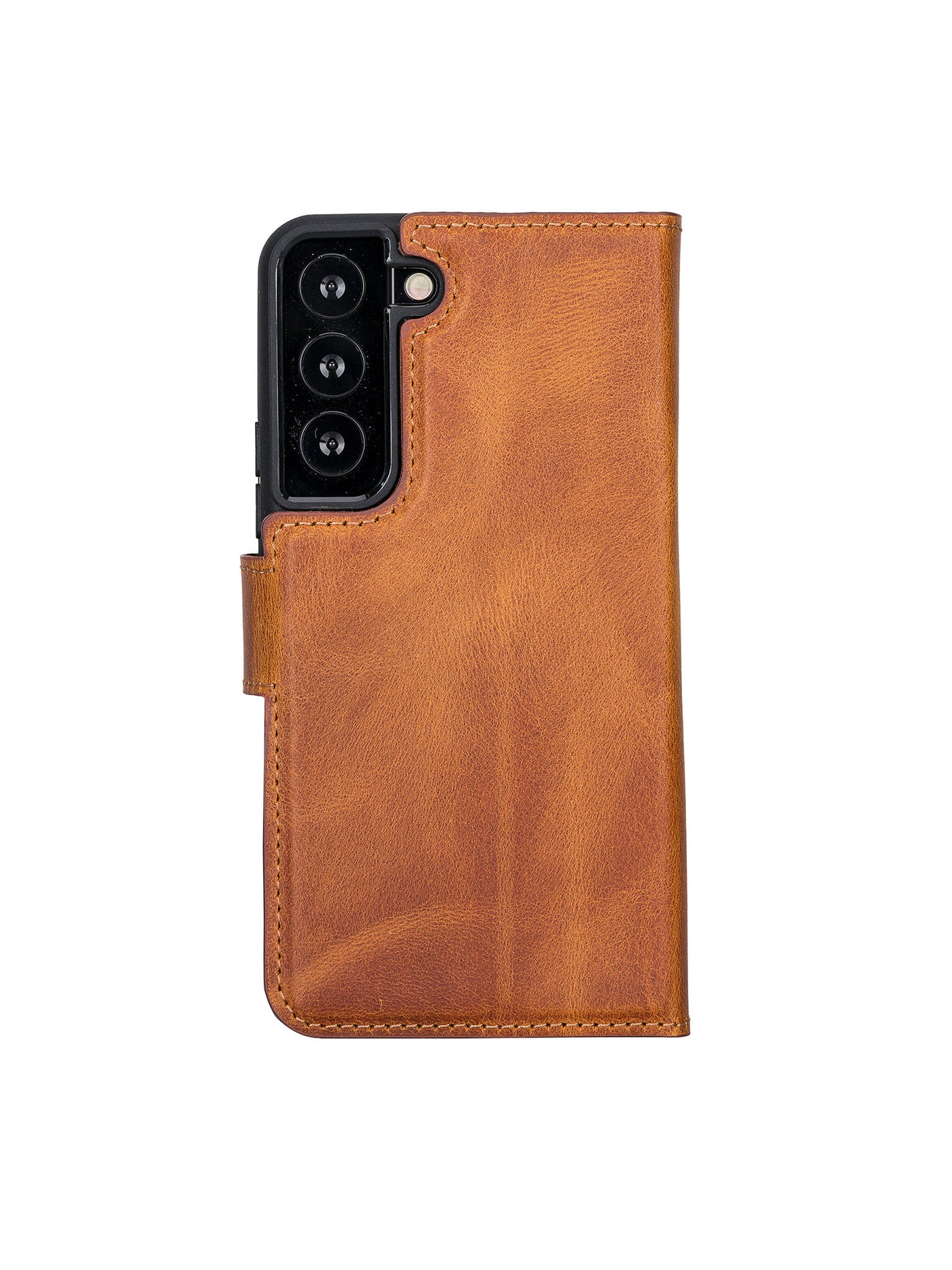 Plånboksfodral med avtagbart magnetskal i äkta läder för Samsung Galaxy S22 från Bouletta Alpina- Guld-brun #color_guld-brun