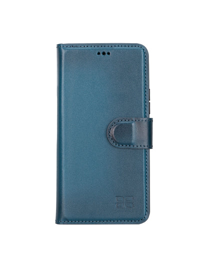 Plånboksfodral med avtagbart magnetskal i äkta läder för Samsung Galaxy S22 från Bouletta Alpina- Navy #color_navy