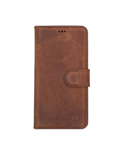 Plånboksfodral med avtagbart magnetskal i äkta läder för Samsung Galaxy S22 Plus från Bouletta Alpina- Antik-brun #color_antik-brun