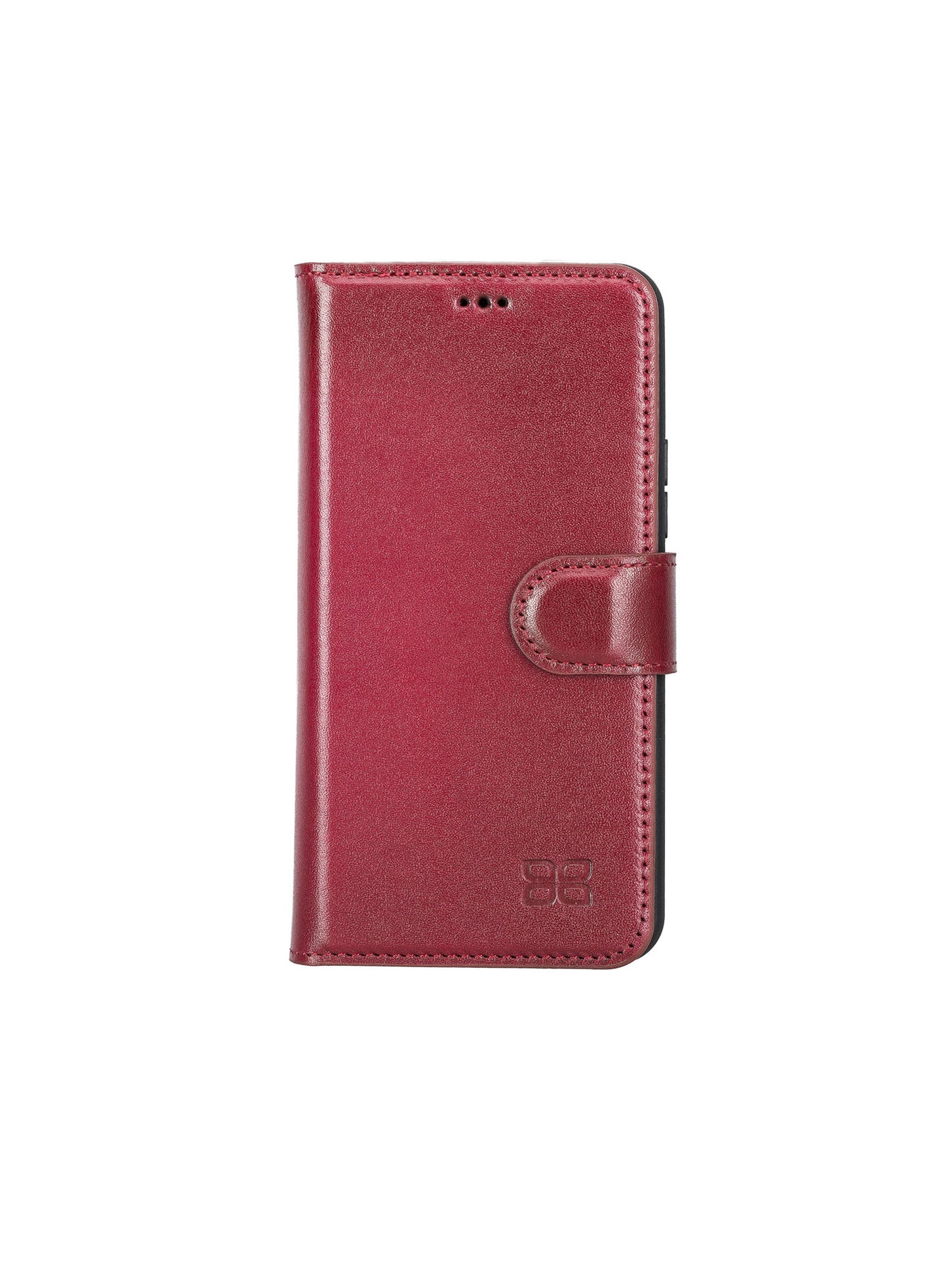 Plånboksfodral med avtagbart magnetskal i äkta läder för Samsung Galaxy S22 Plus från Bouletta Alpina- Karmosin #color_karmosin