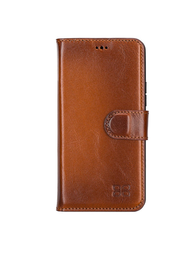 Plånboksfodral med avtagbart magnetskal i äkta läder för Samsung Galaxy S22 Plus från Bouletta Alpina- Konjak-brun #color_konjak-brun