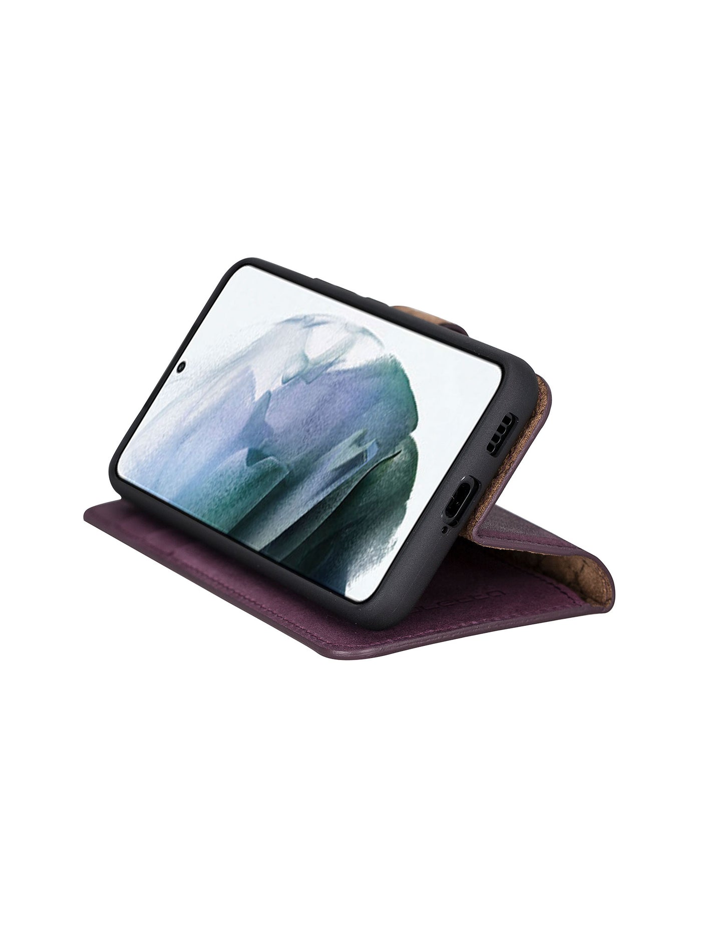Plånboksfodral med avtagbart magnetskal i äkta läder för Samsung Galaxy S22 Plus från Bouletta Alpina- Lavendel Lila #color_lavendel-lila