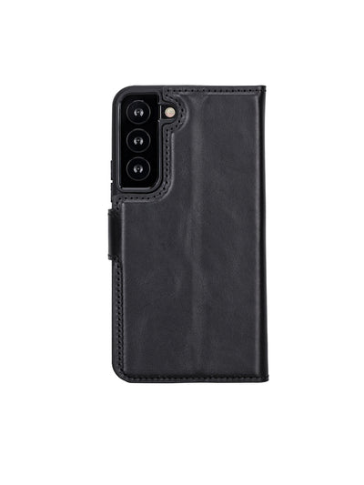 Plånboksfodral med avtagbart magnetskal i äkta läder för Samsung Galaxy S22 Plus från Bouletta Alpina- Svart #color_svart