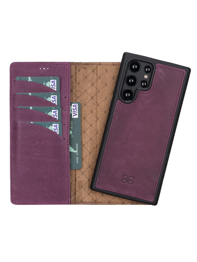 Plånboksfodral med avtagbart magnetskal i äkta läder för Samsung Galaxy S22 Ultra från Bouletta Alpina- Lavendel Lila #color_lavendel-lila